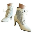 thumbnail image 1 of Leozcaa Sparkle Ankle Boots for Women Pointed Toe Kitten Heel Glitter Booties Lace up Dressy Heels Shoes, 1 of 9
