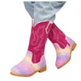 thumbnail image 1 of Leozcaa Toddler Girls Cowboy Boots Cowgirl Western Boot for Kids Mid Calf Riding Shoes Little Big Kid, 1 of 6