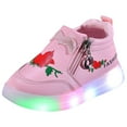 thumbnail image 1 of Leozcaa Toddler Girls Light Up Shoes LED Flashing Lightweight Breathable Slip on Zipper Running Sneakers, 1 of 7