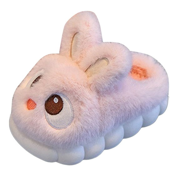 Leozcaa Toddler Rabbit Winter Slippers Soft Plush Indoor Bunny Slippers for Girls Cartoon Warm House Shoes
