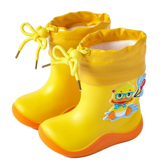 Leozcaa Toddler Rain Boots Baby Kids Yellow Duck Easy-on Rain shoes Children Waterproof Shoes 1-7 Years