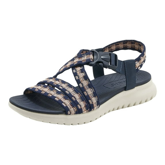 Leozcaa Wedge Sandals for Women Dressy Comfortable Low Heels Adjustable Ankle Strap Crass Casual Shoes