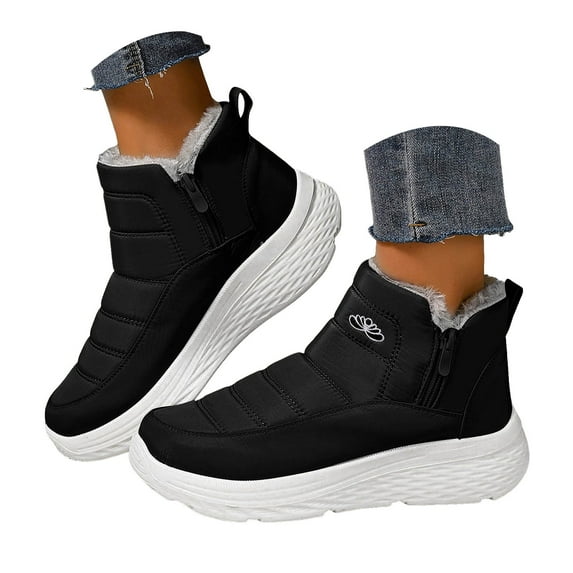 Leozcaa Winter Boots Platform for Women Warm Casual Sneakers Lightweight Classic Ankle Snows Booties Shoes