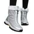 thumbnail image 1 of Leozcaa Winter Boots for Women Black Warm Lined Slip on MId Calf Snow Boots Comfy Waterproof Outdoor Shoes, 1 of 6