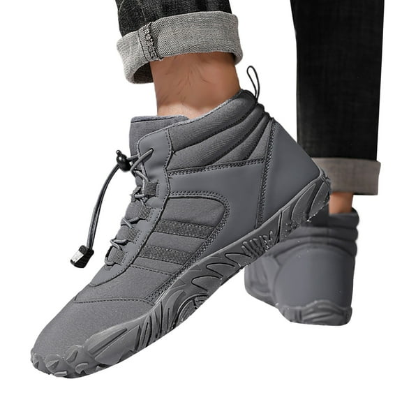 Leozcaa Winter Hike Barefoot Boots Womens Minimalist Warm Zero Drop Snow Boot Slip On Barefoot Footwear