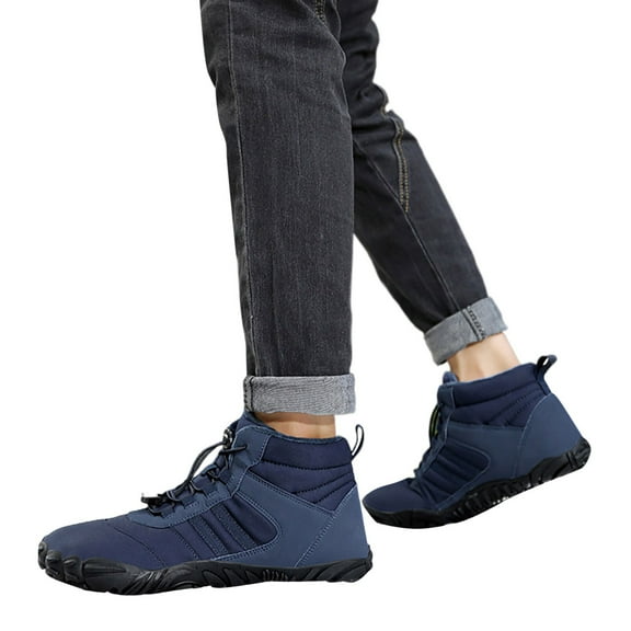 Leozcaa Winter Hike Barefoot Boots Womens Minimalist Warm Zero Drop Snow Boot Slip On Barefoot Footwear