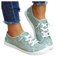 thumbnail image 1 of Leozcaa Women Canvas Sneaker Slip On Casual Shoes Lace Flower Low Top Loafers Fashion Lace up Flats, 1 of 8