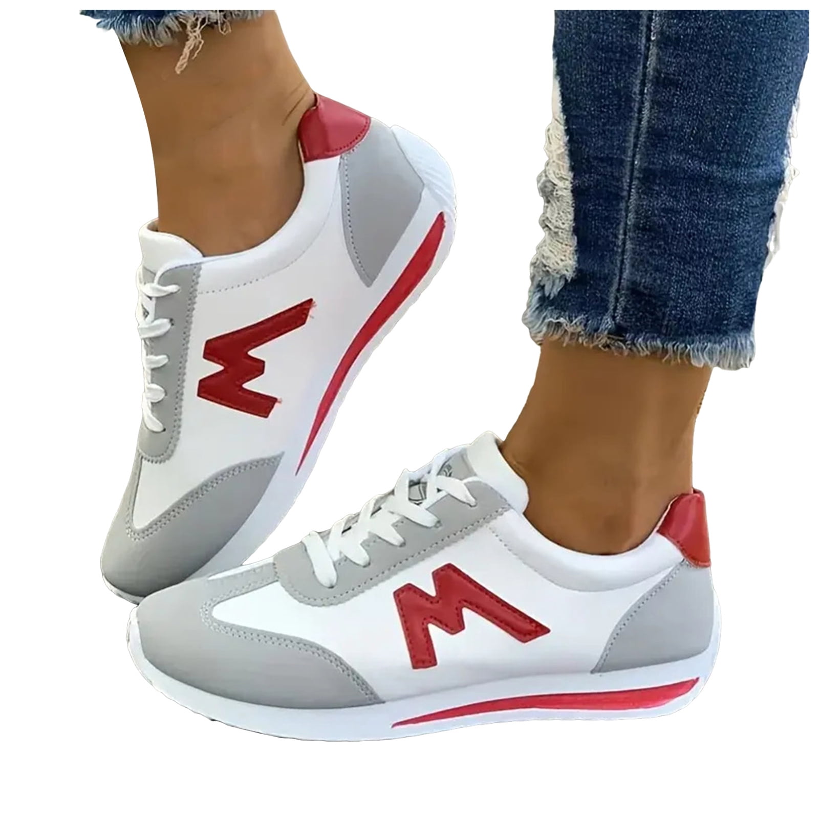 Leozcaa Women Classic Retro Fashion Sneakers Casual Tennis Skate Shoe Walking Footwear Anti Slip Trainers