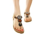 thumbnail image 1 of Leozcaa Women Dressy Flats Sandals Boho Sweet Beaded Comfy Summer Casual Flip Flops Elastic Ankle Strap, 1 of 7
