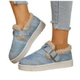 thumbnail image 1 of Leozcaa Women Fuzzy Platform Slippers Adjustable Buckle Anti Slip Winter Indoor Outdoor Slip On House Shoes, 1 of 9