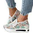 thumbnail image 1 of Leozcaa Women Platform Wedge Sneakers 2025 Floral Embroidery Breathable Sheer Mesh Lace Slip on Loafers, 1 of 8