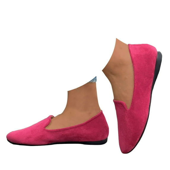 Leozcaa Women Round Toe Flat Shoes Dressy Ballet Flats Comfortable Ballerina Work Slip on Casual Shoes