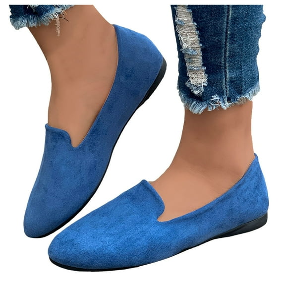 Leozcaa Women Round Toe Flat Shoes Dressy Ballet Flats Comfortable Ballerina Work Slip on Casual Shoes
