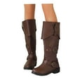 thumbnail image 1 of Leozcaa Women Slouchy Knee High Boots Round Toe Pull On Riding Biker Boots Fold Over Chunky Low Heel Boot, 1 of 8