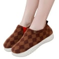 thumbnail image 1 of Leozcaa Women Winter Ankle Boot Classic Plaid House Slipper Warm Indoor Outdoor Rubber Sole Home Shoes, 1 of 7