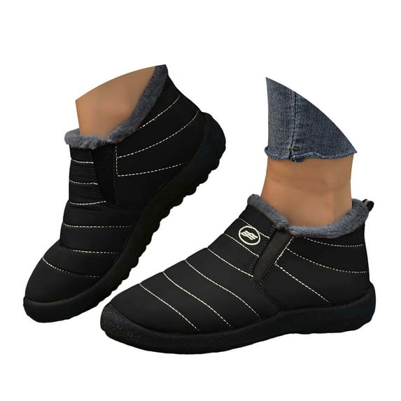 Leozcaa Women Winter Boot with Comfortable Warm Lined Ankle Booties Outdoor Slip On Waterproof Short Boots