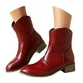 thumbnail image 1 of Leozcaa Women's Ankle Boots Chunky Low Heel Fashion Round Toe Side Zipper Lug Sole Slip on Short Booties, 1 of 8