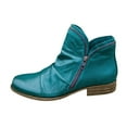 thumbnail image 1 of Leozcaa Women's Ankle Boots Classic Low Chunky Heel Side Zipper Cowboy Booties Fall 2025 Flats Shoes, 1 of 2