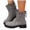 thumbnail image 1 of Leozcaa Women's Ankle Boots Fashion Buckles Square Toe Leopard Print Low Chunky Heel Fall Booties Shoes, 1 of 9
