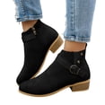 thumbnail image 1 of Leozcaa Women's Ankle Boots Flat Low Heel Fashion Casual Suede Short Booties Pointed Toe with Side Zipper, 1 of 5