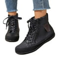 thumbnail image 1 of Leozcaa Women's Ankle Boots Orthopedic Lace up Combat Boots Plus Size Round Toe Winter Leather Booties, 1 of 9