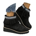 thumbnail image 1 of Leozcaa Women's Chelsea Wedge Boots Platform Casual Suede Slip on Wedge Ankle Booties Fringe Cowboy Boots, 1 of 9