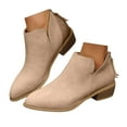 thumbnail image 1 of Leozcaa Women's Ankle Boots Heel Chunky Low Heeled Almond Toe Suede Dress Short Booties with Zipper, 1 of 7