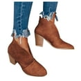 thumbnail image 1 of Leozcaa Women's Ankle Boots Chunky Heel Classic Low Heel Comfortable Leather Roman V cutout Booties Shoes, 1 of 5