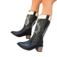 thumbnail image 1 of Leozcaa Women's Cowboy Boots Western Mid Calf Cowgirl Boots Embroidered Chunky Heel Wide Calf Boots, 1 of 8