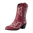 thumbnail image 1 of Leozcaa Women's Cowboy Cowgirl Western Boots Embroidered Stitched Ankle Boots Chunky Heel Short Booties, 1 of 9