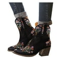 thumbnail image 1 of Leozcaa Women's Cowboy Cowgirl Western Boots Embroidered Stitched Ankle Boots Short Booties with Zipper, 1 of 8