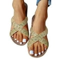 thumbnail image 1 of Leozcaa Women's Cross Color Braided Flat Sandals Open Toe Slip On Slippers Comfort Summer Beach Slide Shoes, 1 of 6
