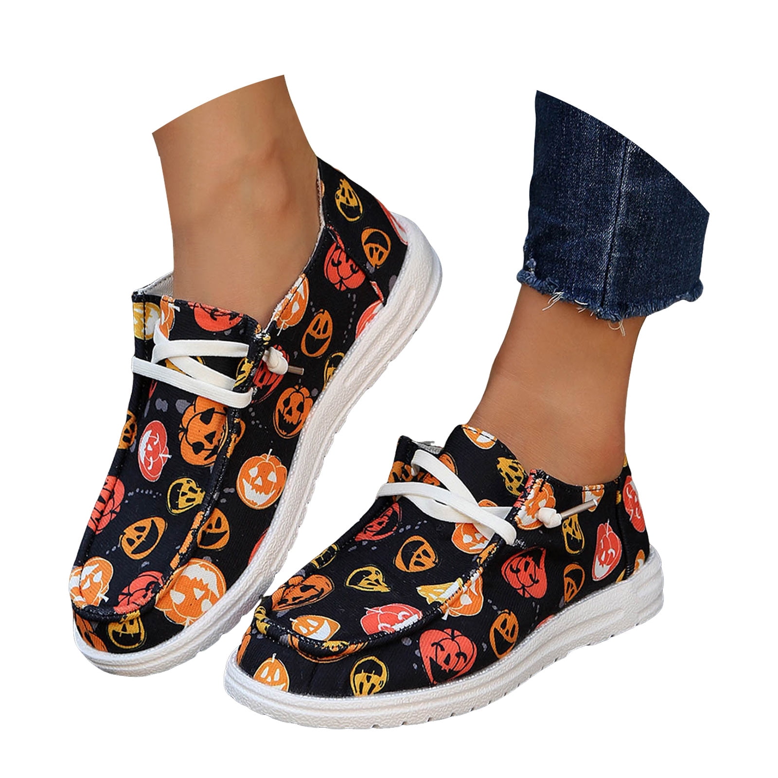 Leozcaa Women's Fashion Halloween Canvas Sneakers 2025 Skeleton