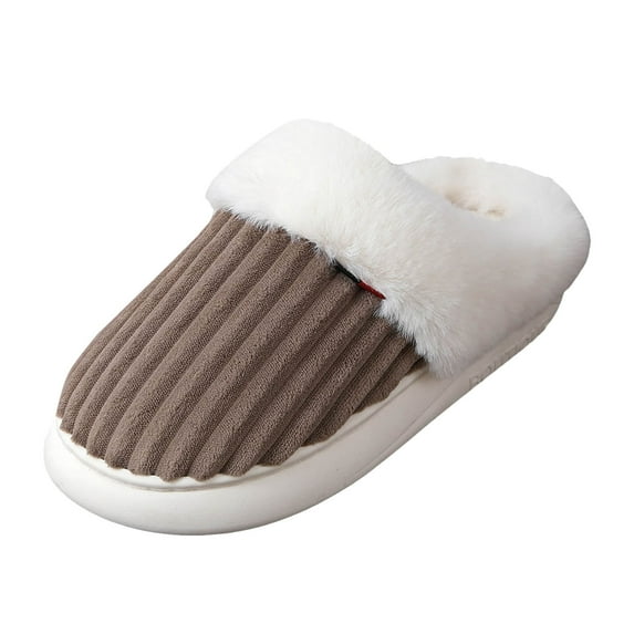 Leozcaa Women's Fuzzy Memory Foam Slippers Fluffy Winter House Shoes Indoor Outdoor Cotton Soft Slippers