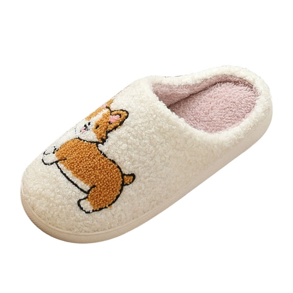 Women's Slippers Warm Soft Comfy Memory Foam Non-slip Indoor Outdoor House Shoes Plush Print Cotton Slippers Black Size 7