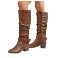 thumbnail image 1 of Leozcaa Women's Knee High Boots Chunky Block Heels Wide Calf Boots with Side Zipper Buckle Riding Boots, 1 of 8