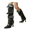 thumbnail image 1 of Leozcaa Women's Knee High Boots Stiletto Boots Pointed Toe High Heels Wide Calf Ruched Slouchy Boots, 1 of 9