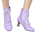 thumbnail image 1 of Leozcaa Women's Lace up Combat Ankle Boots High Chunky Heel Fashion Heeled Booties Autumn and Winter Shoes, 1 of 7