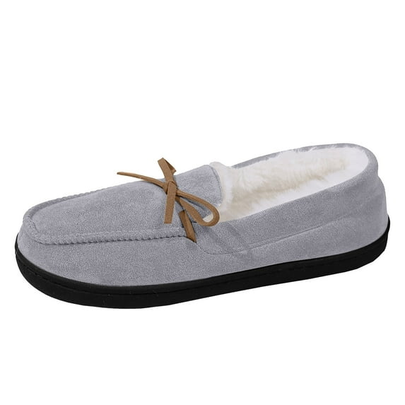 Leozcaa Women's Moccasin Slippers Micro Suede Warm Cozy Bow Indoor Outdoor Slip On Loafers Shoes for Women