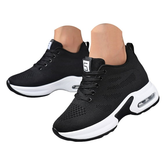 Leozcaa Women's Platform Chunky Fashion Sneakers Walking Lace-Up Comfortable Sneakers Workout Sport Shoes