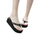 thumbnail image 1 of Womens Wedge Arch Support Flip Flops Beach Home Shoes Cushion Soft Rubber Sole Platform Thong Sandals Multi-color Size 5.5, 1 of 7