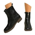 thumbnail image 1 of Leozcaa Women's Riding Boots Zipper Retro Ankle Booties Round Toe Chunky Low Heel Motorcycle Booties, 1 of 7