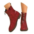 thumbnail image 1 of Leozcaa Women's Riding Boots Zipper Retro Ankle Booties Round Toe Chunky Low Heel Motorcycle Booties, 1 of 9