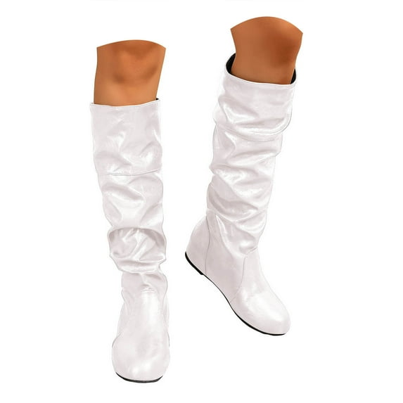 Leozcaa Women's Slouchy Knee High Boots Comfortable Round Toe Side Zipper Winter Casual Flat Tall Boot