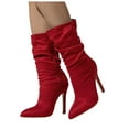 thumbnail image 1 of Leozcaa Women's Stiletto High Heel Boots Slouchy Ankle Boots Pointed Toe Side Zipper Suede Dress Boots, 1 of 8