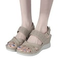 thumbnail image 1 of Leozcaa Women's Walking Sandals Lightweight Soft Footbed Low Wedge Comfort Indoor Outdoor Flat Casual Shoes, 1 of 7