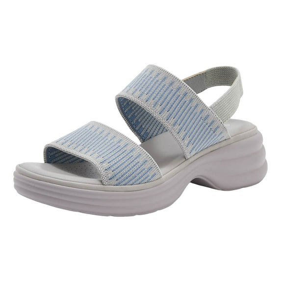 Leozcaa Women's Walking Wedge Sandals Backstrap Casual Platform Knit Slides Cushion Comfort Summer Shoes