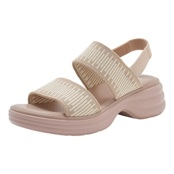 Leozcaa Women's Walking Wedge Sandals Backstrap Casual Platform Knit Slides Cushion Comfort Summer Shoes