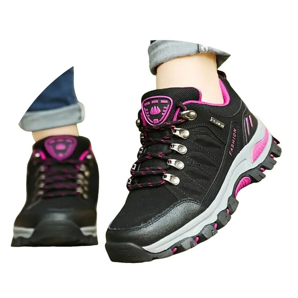 Leozcaa Women's Waterproof Hiking Boots Outdoor Trekking Camping Trail Lightweight Hiking Fashion Sneakers