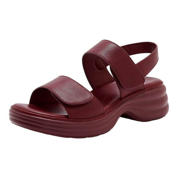 Leozcaa Women's Wedge Sandals Summer Walking Air Cushion Platform Ankle Strap Comfortable Casual Shoes